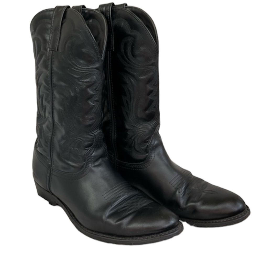 Guide Gear Mens Leather Mid Calf Brush Off Western Cowboy Boots Black Size 10